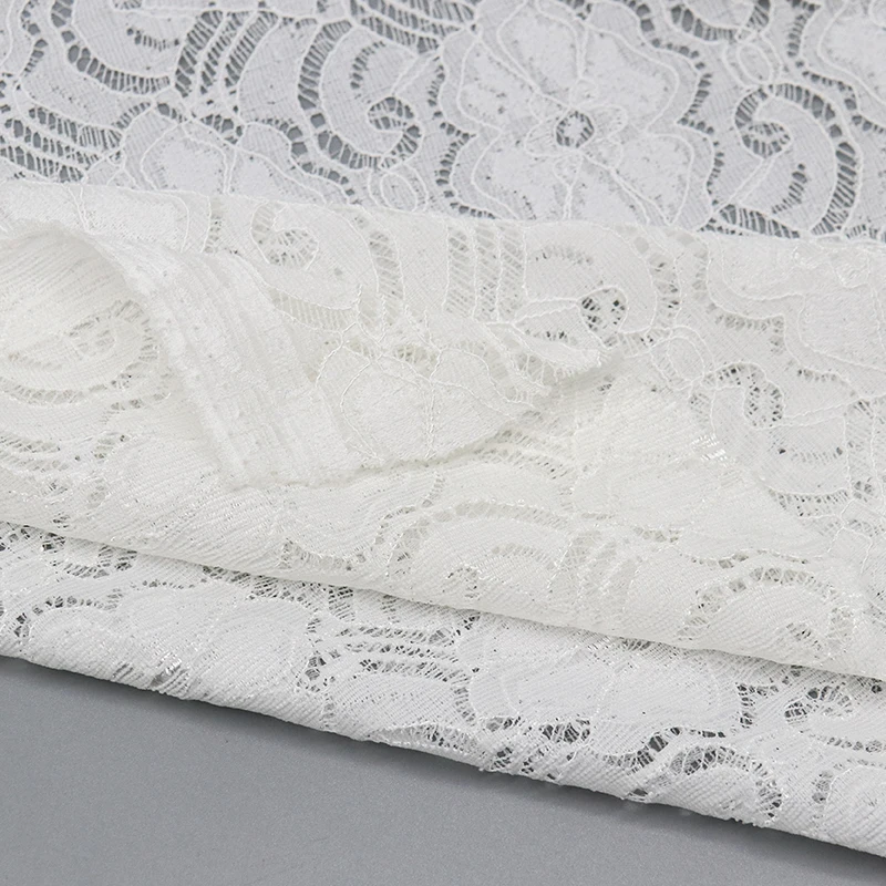 Wholesale Eco-Friendly Breathable Lace Fabric Nylon Spandex 150cm White Soft Elastic 15cm Design OEM