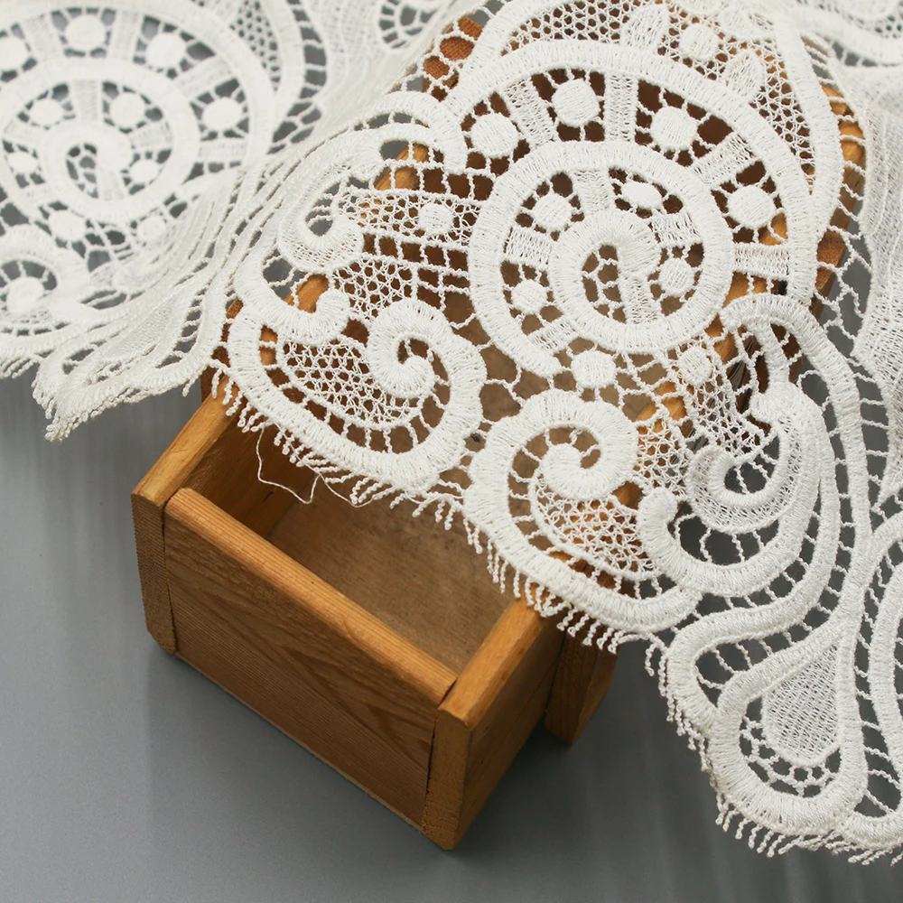 New Design Net 100% Cotton Sequin Water Soluble Guipure Lace Fabric Embroidery for Dress