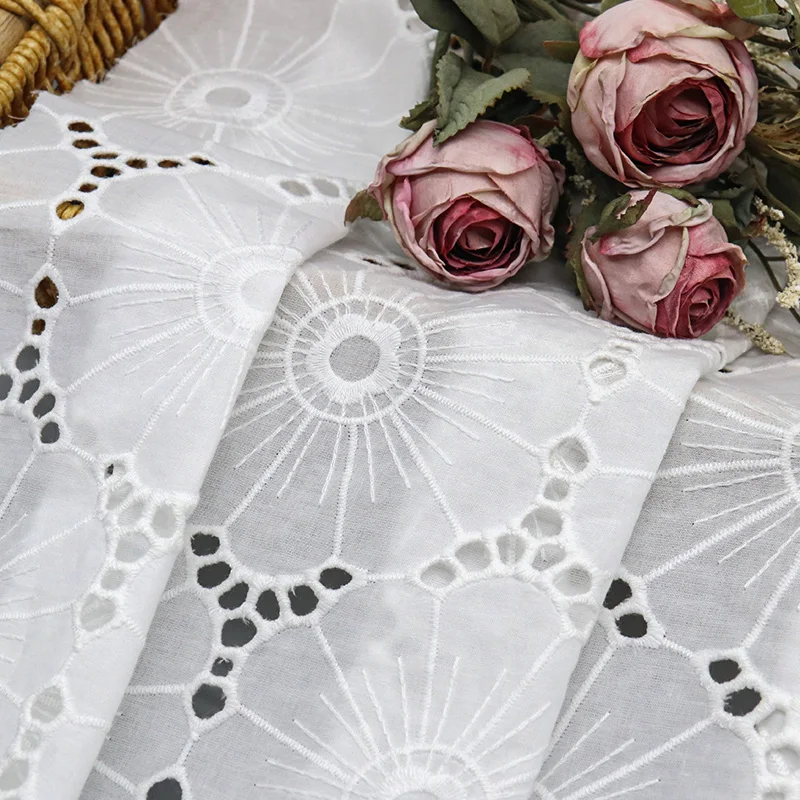 Premium Fashion Designer Lace Fabric – 100% Cotton Embroidered Fabric for Luxury Garments, Dresses & Blouses