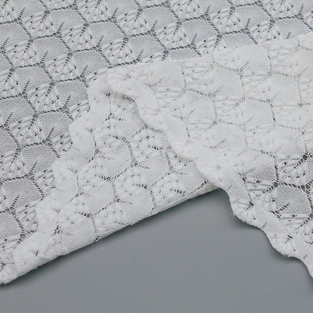 Factory 100% Polyester Soft French Geometric Eyelet Net French Lace Fabric for Dress