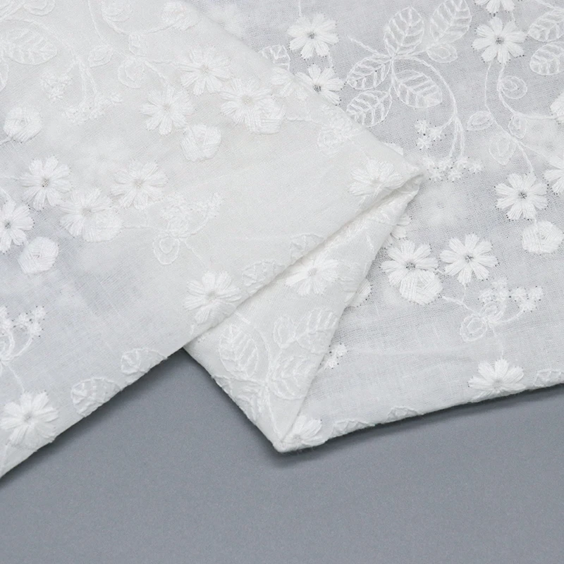 2026 Newest Embroidered Fabric 100% Cotton Skin-friendly Breathable Lace Fabric for Kids and Woman Clothing