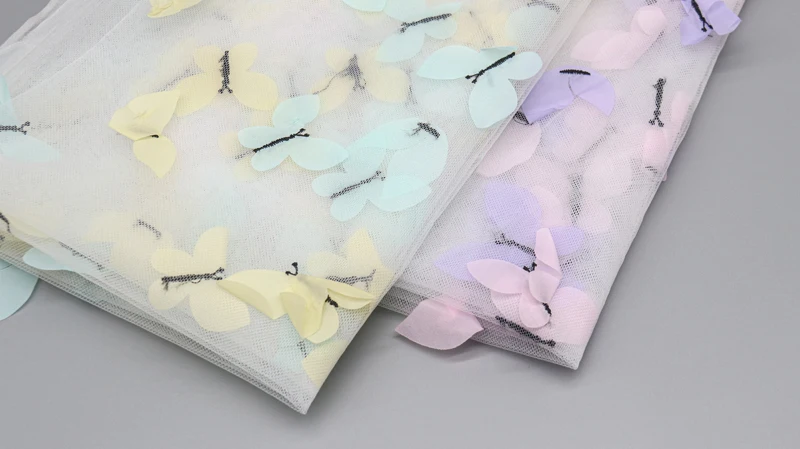 Cheap Price 3d Lace Fabric butterfly Colorful Laser Embroidery Net Fabric for Dress