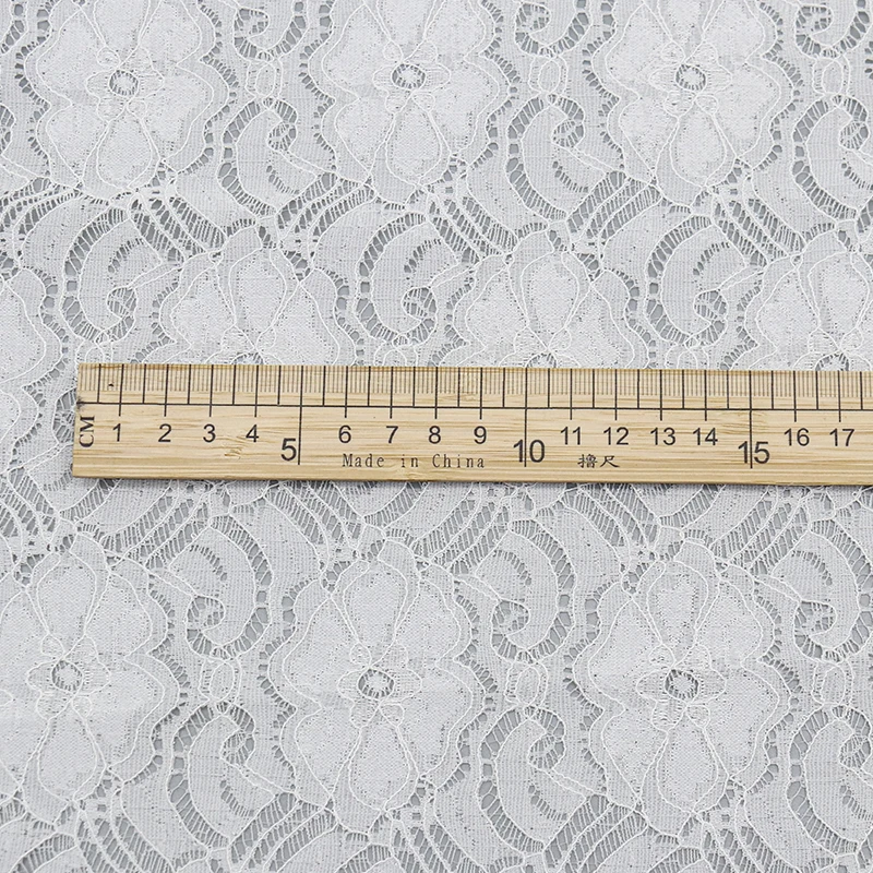 Wholesale Eco-Friendly Breathable Lace Fabric Nylon Spandex 150cm White Soft Elastic 15cm Design OEM