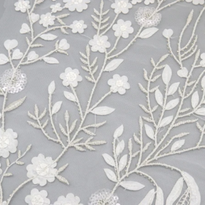 Hot Selling Polyester Plant Floral Fabric Decorative Sequin Lace Fabric for Wedding Dress