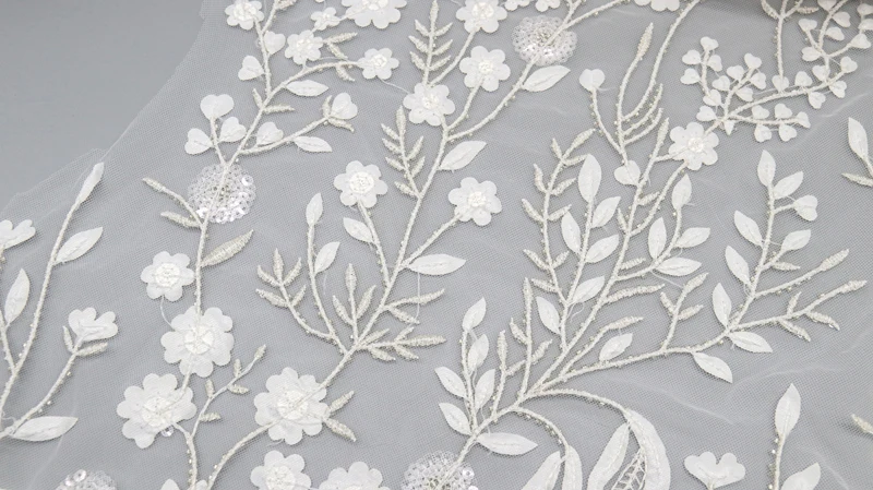 Hot Selling Polyester Plant Floral Fabric Decorative Sequin Lace Fabric for Wedding Dress 13 Hot Selling Polyester Plant Floral Fabric Decorative Sequin Lace Fabric for Wedding Dress