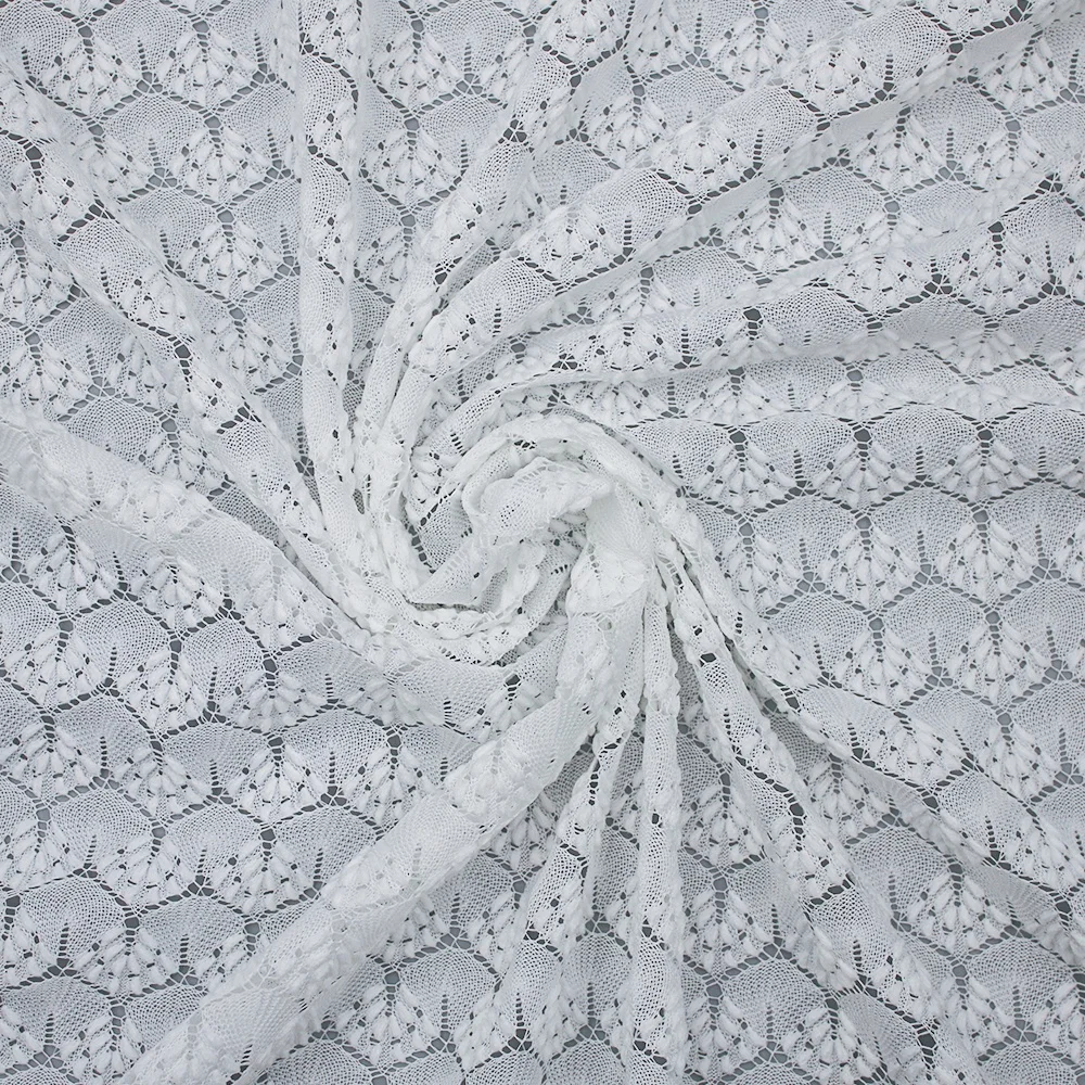 Factory 100% Polyester Soft French Geometric Eyelet Net French Lace Fabric for Dress