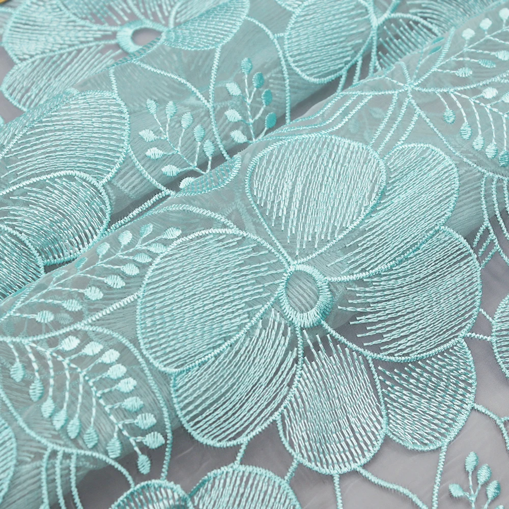 Factory OEM Mesh Lace 100% Polyester Organza Embroidery Fabric Lace for Making Dress Wedding