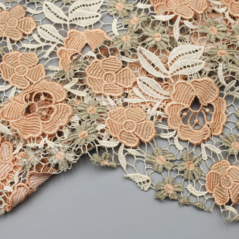 New Design Florals Polyester Water Soluble Cord Lace African Lace Guipure Fabric for Dress