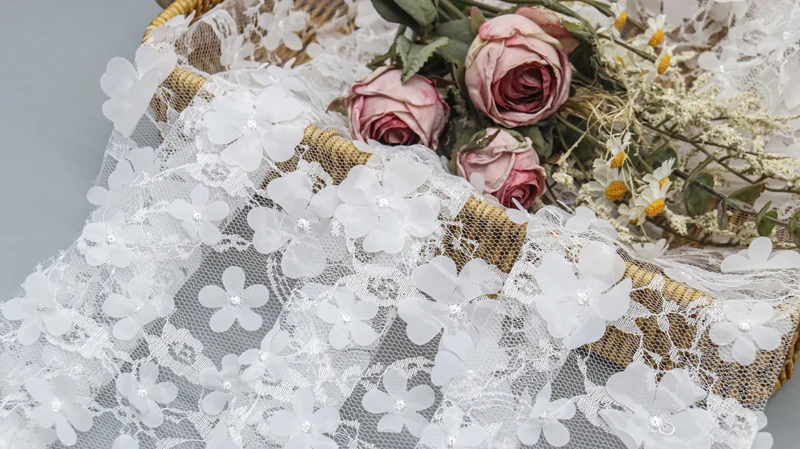 Factory Direct Selling 3D Floral Fabric White Embroidery Bridal Lace Fabric for Wedding Dress 11 Factory Direct Selling 3D Floral Fabric White Embroidery Bridal Lace Fabric for Wedding Dress