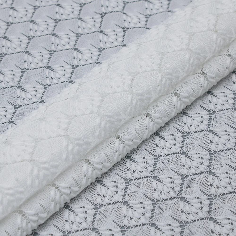 Factory 100% Polyester Soft French Geometric Eyelet Net French Lace Fabric for Dress