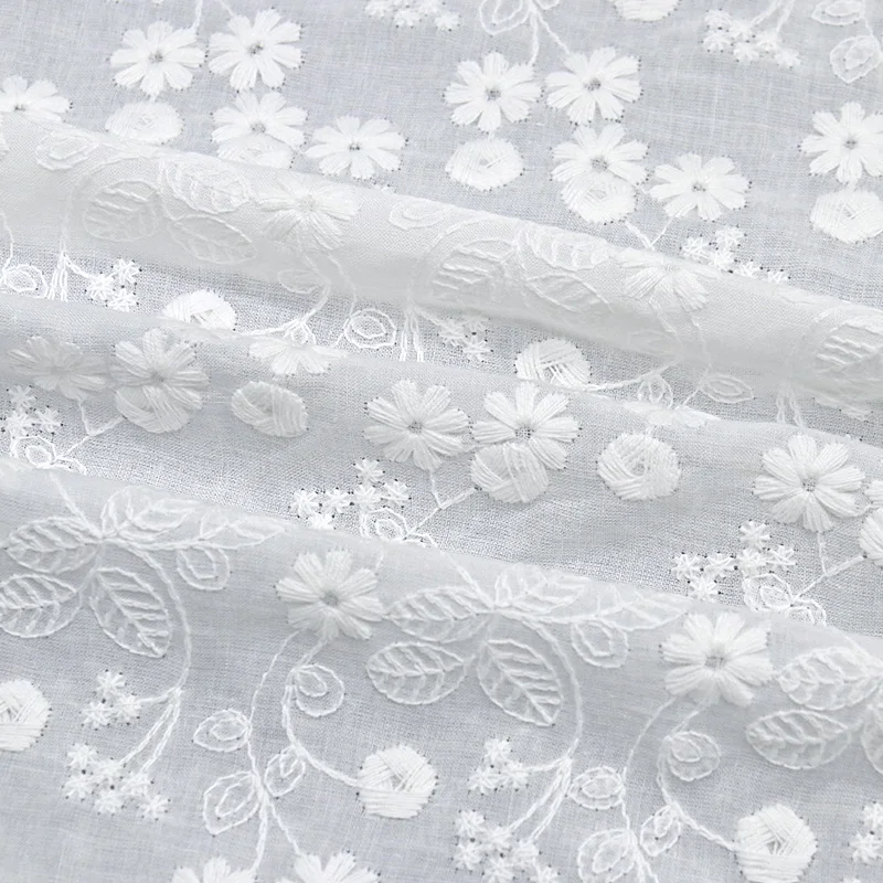 2026 Newest Embroidered Fabric 100% Cotton Skin-friendly Breathable Lace Fabric for Kids and Woman Clothing
