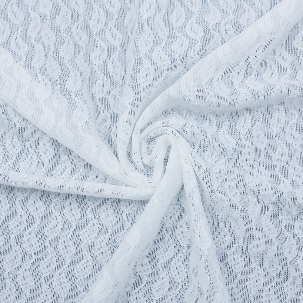 High Quality Tulle White Mesh Sheer Spandex Nylon Elastic Lace Fabric for Dress