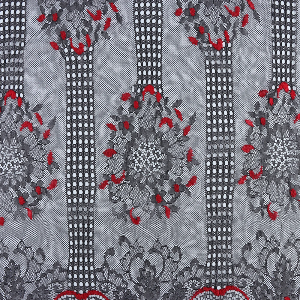 Wholesale Bridal Tulle Lace 100% Nylon Flower Embroidery Eyelash Chantilly Lace Fabric for Wedding Dresses