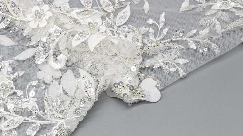 Top Quality Premium Leaf White Bridal Lace Fabric Decorative Sequin Mesh Fabric for Dress 13 Top Quality Premium Leaf White Bridal Lace Fabric Decorative Sequin Mesh Fabric for Dress